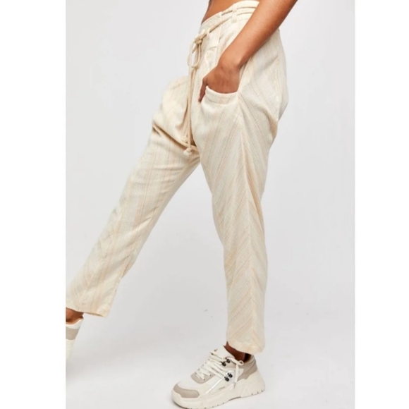 Free People Roll With It Cotton Harem Sun Bleached Combo Slouchy Pants - Picture 3 of 9